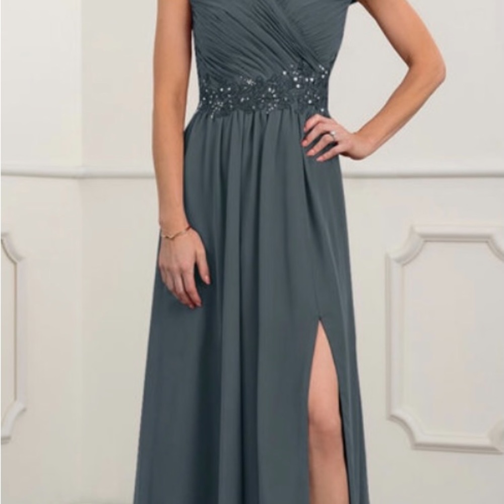 Azazie Coretta mother of the bride MOB dress, color is pewter. - Picture 6 of 6